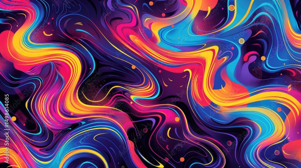 Poster abstract universe of colorful light sparkling particles scattered across space background, create wo