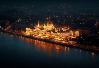 Obraz premium Majestic hungarian parliament building night view