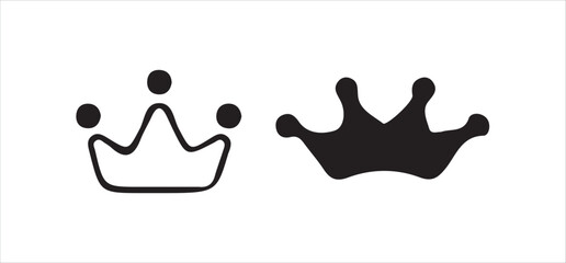 Simple Black Crown Icon Collection – Modern Royal Symbol Design