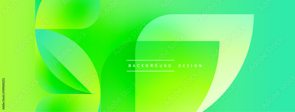Poster abstract green gradient shapes overlap. modern design features smooth transitions, text reads backgr