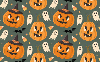 halloween seamless pattern, halloween, pumpkin, vector, autumn, pattern, illustration, seamless, orange, set, holiday, icon, october, celebration, design, cartoon, horror, spooky, fun, face, art, seas