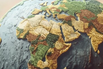 Naklejka premium World map, textured globe, political