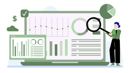 Person analyzing financial data on a laptop, suitable for business presentations, financial reports, analytical articles, investment websites, and educational materials.