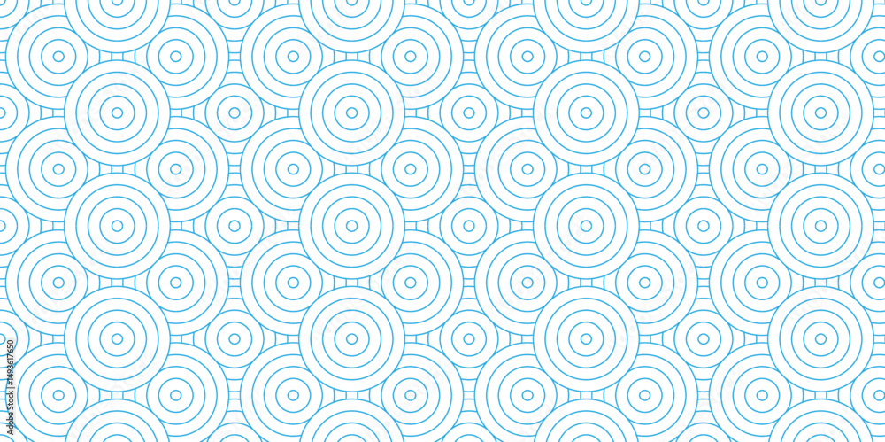 Poster overlapping pattern minimal diamond geometric waves spiral abstract circle wave line. blue seamless 