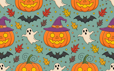 halloween seamless pattern, halloween, pumpkin, vector, autumn, pattern, illustration, seamless, orange, set, holiday, icon, october, celebration, design, cartoon, horror, spooky, fun, face, art, seas