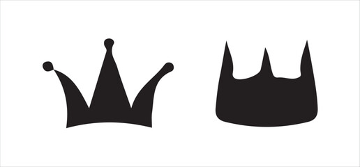 Minimal Crown Icon Set – Black Silhouette King and Queen Symbols