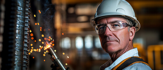 Industrial Worker Using Welding Torch
