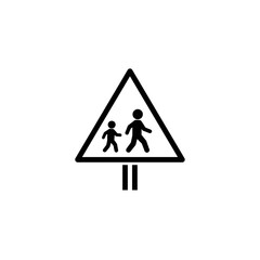 Simple Black Pedestrian Crossing Traffic Sign Icon Symbol Illustration