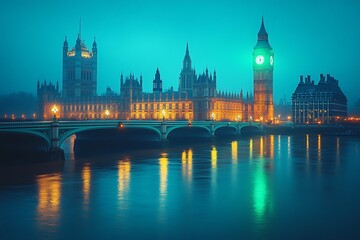 Fototapeta premium London england night cityscape big ben parliament