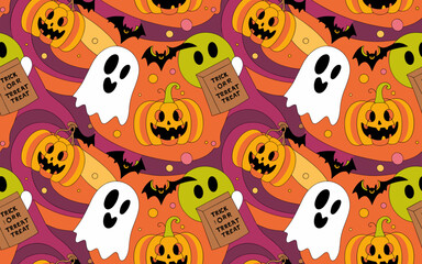 halloween seamless pattern, halloween, pumpkin, vector, autumn, pattern, illustration, seamless, orange, set, holiday, icon, october, celebration, design, cartoon, horror, spooky, fun, face, art, seas