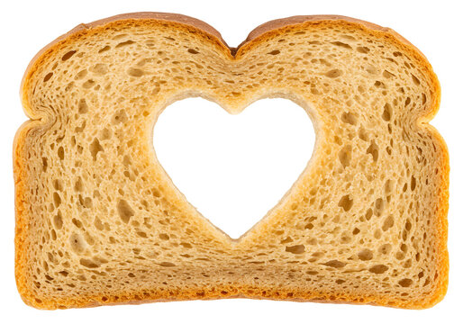 slice of bread with heart shaped isolated on transparent background Generative Ai.	
