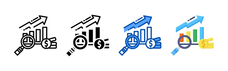 Market analysis icon set bundle. Multi style icon collection perfect for websites, apps, and presentations. Simple vector icon collection