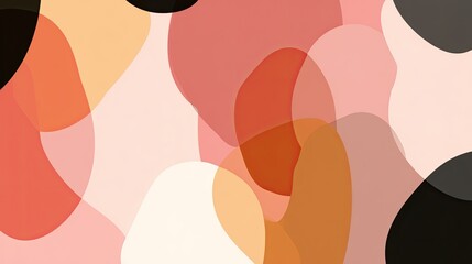 Bold minimalist background with overlapping organic shapes in flat style, gentle pastel color palette, contemporary design