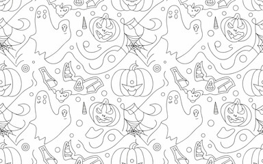 halloween seamless pattern, halloween, pumpkin, vector, autumn, pattern, illustration, seamless, orange, set, holiday, icon, october, celebration, design, cartoon, horror, spooky, fun, face, art, seas