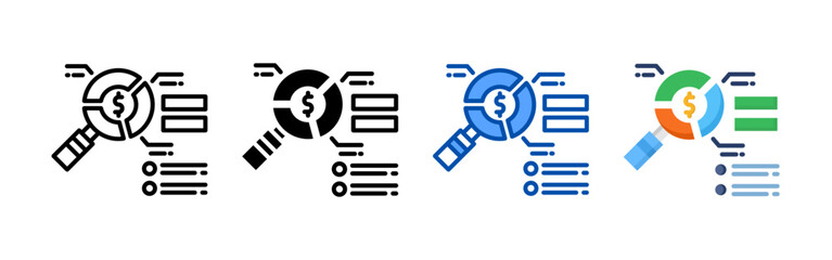 Fundamental analysis icon set bundle. Multi style icon collection perfect for websites, apps, and presentations. Simple vector icon collection