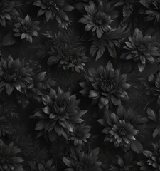 Abstract charcoal floral design, seamless dark botanical wallpaper , wallpaper, tones, floral