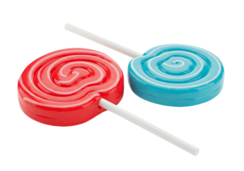 Two lollipops isolated on transparent background Generative Ai.	
