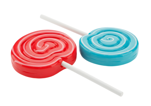 Two lollipops isolated on transparent background Generative Ai.	
