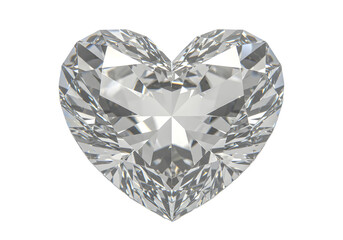 Diamond heart shaped isolated on transparent background Generative Ai.	
