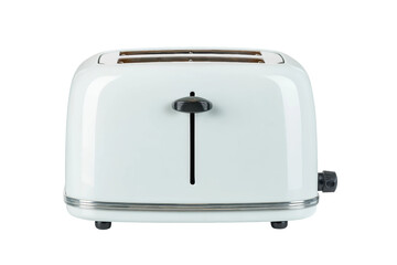 Classic white toaster with two-slice capacity and retro design, cut out