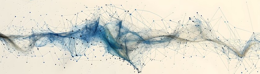 Abstract network design with flowing lines and points.