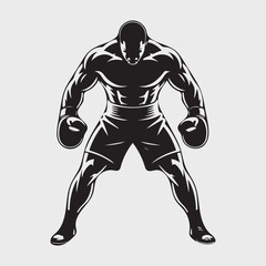 Fototapeta premium vector illustration of a male boxer,The Fighter's Stance.