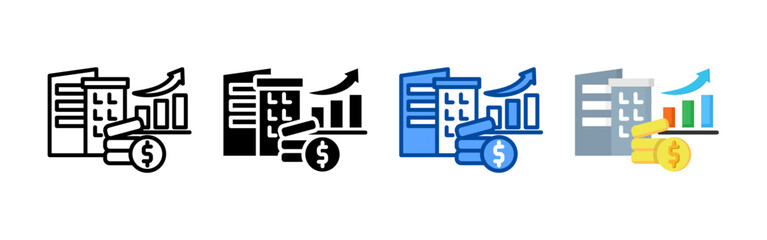 Rising icon set bundle. Multi style icon collection perfect for websites, apps, and presentations. Simple vector icon collection