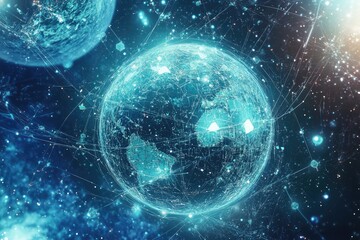 Naklejka premium Earth in cosmic network