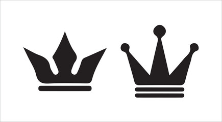 Minimal Crown Icon Set – Black Silhouette  Symbols.