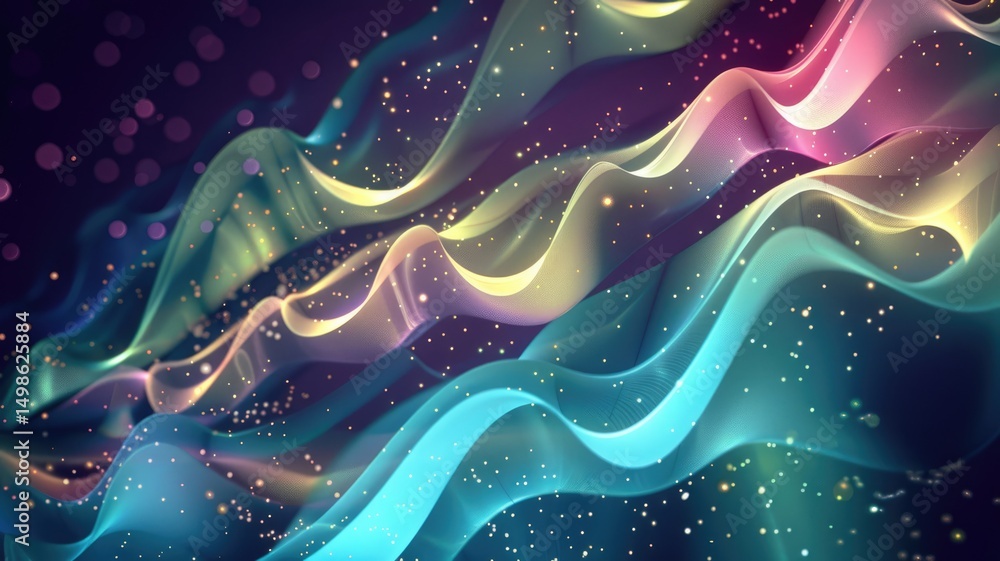 Poster abstract picture of neon light particle with digital technology style design connecting become dynam