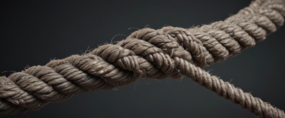 Overstretched rope, fibers frayed and splitting under strain ,  split,  macro