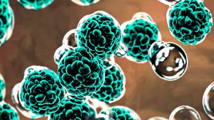 Dynamic swirling movement of shiny green molecules in scientific visualization