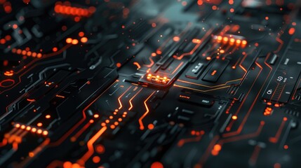 Explore a futuristic cyber background featuring dark elements and vibrant lines. This digital design showcases a modern and abstract aesthetic ideal for technology-themed projects.