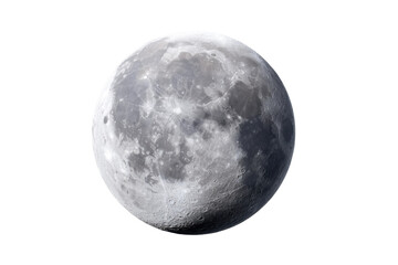 Obraz premium Detailed full moon with craters and shadows in night sky, cut out