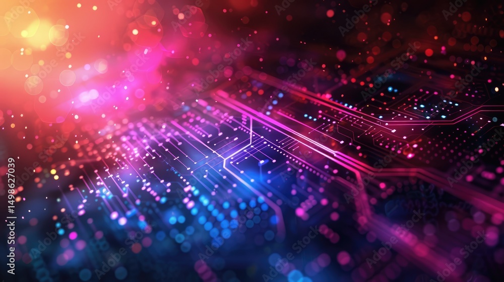 Poster abstract digital shape or line of technological cyber style particle design connect in surreal elect