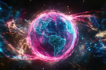 Obraz premium Planet Earth, vibrant digital art