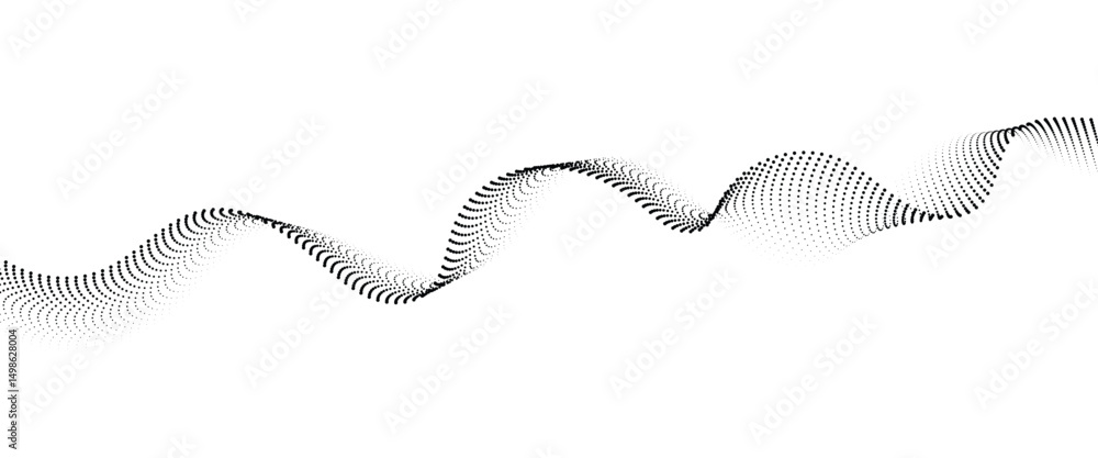 Poster flowing dot wave halftone gradient pattern on transparent background