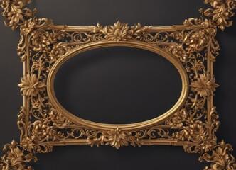 Ornate floral frame, gold accents, retro design, retro design, decoration, design