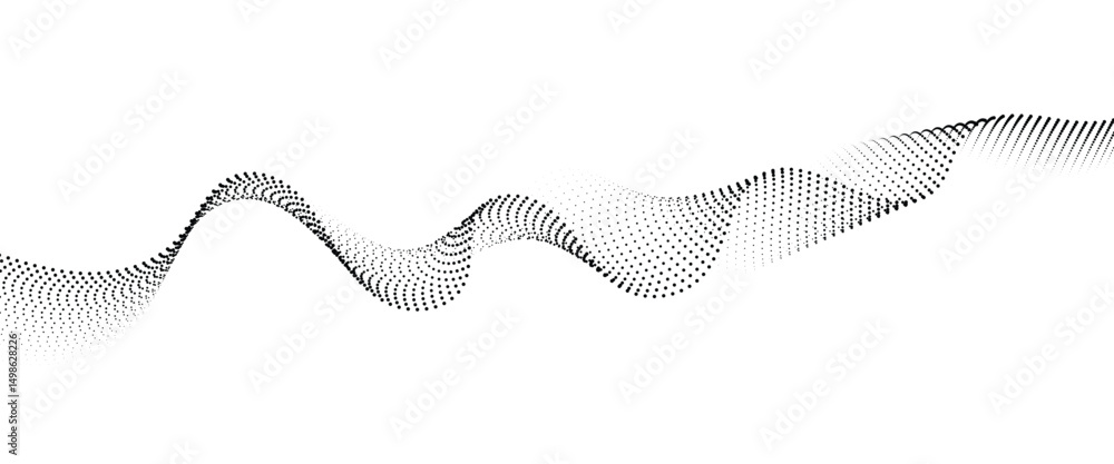 Poster Flowing Dot Wave halftone gradient pattern on transparent background	
