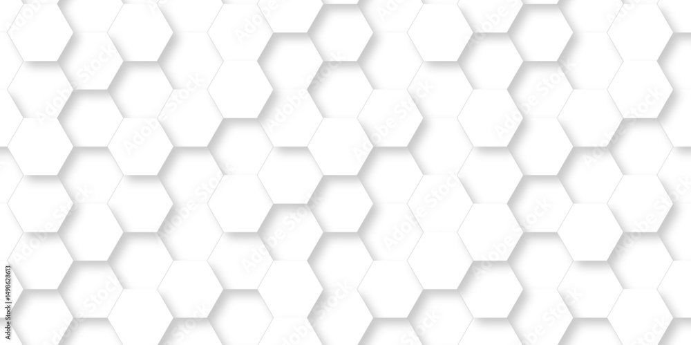 Aufkleber background with white lines hexagonal structure futuristic white background and embossed hexagon , h
