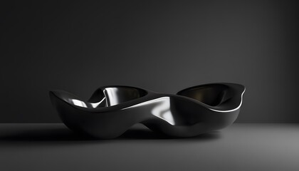 Modern black abstract bowl on a dark background.