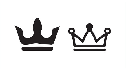 Modern King and Queen Crown Icons.