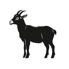 Obraz premium Silhouette of a Majestic Goat Standing Proudly, Isolated on White Background