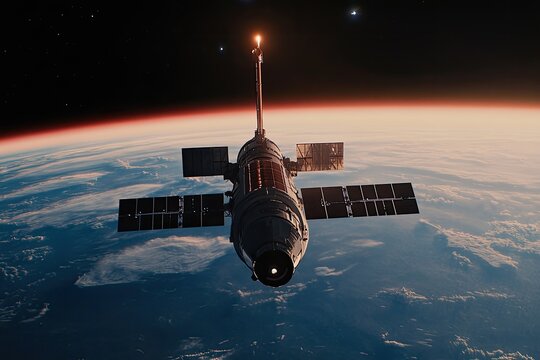Space station orbiting Earth