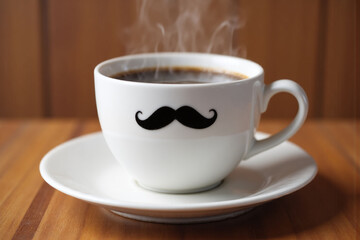 Obraz premium cup of coffee with a black mustache on it