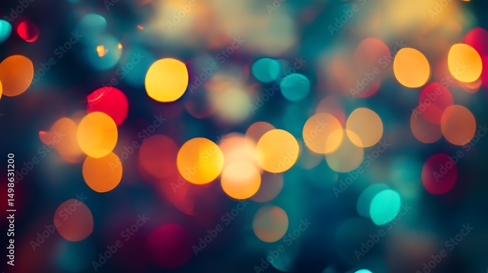 Poster abstract colorful bokeh lights create vibrant background with soft focus for festive mood and creati