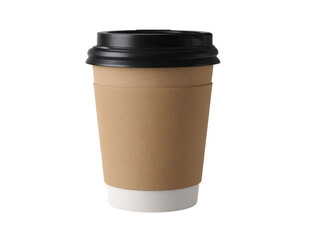 Disposable coffee cup with lid isolated on transparent background