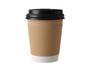 Disposable coffee cup with lid isolated on transparent background