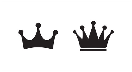 Simple Black Crown Icons for Logo