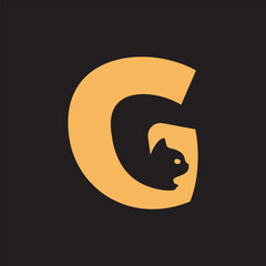 Letter G Cat Logo, minimalist logo template design, for your company
